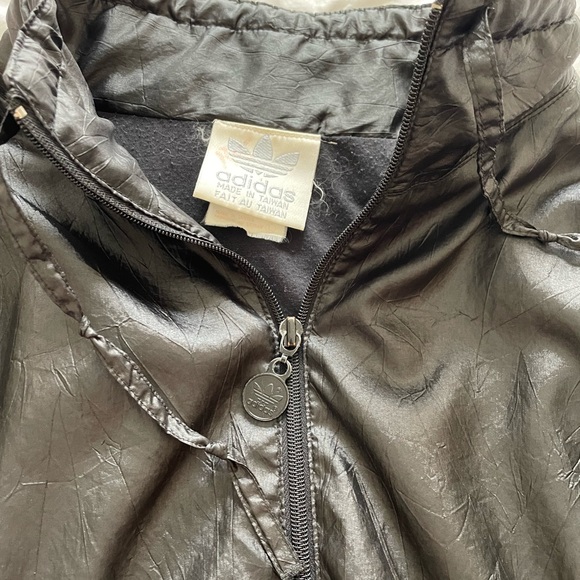 Vintage 80s adidas Satin Nylon Windbreaker Jacket,White Tag,Shiny, Hip Hop,Large - Picture 3 of 6